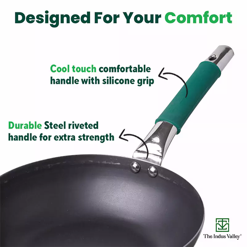100% Pure Iron Cookware Set: Tawa 26 cm + Fry Pan 25 cm + Kadai 25 cm, Toxin-free Sheet Iron, Pre-seasoned, Kitchen Set for Home - Image 5