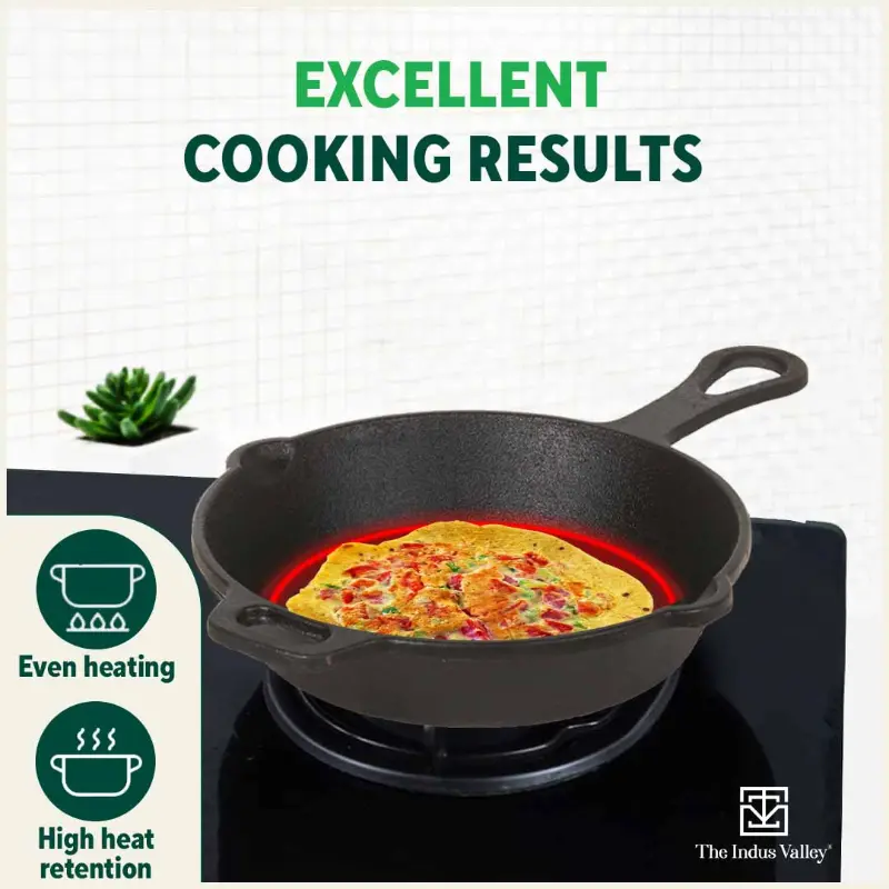 CASTrong Cast Iron Cookware Set: (30cm)Tawa+ (25.4cm)Kadai+ (22.9cm)Fry Pan, Kitchen Set for Home, Pre-seasoned, 100% Pure, Toxin-free, Free ₹400 Tadka Pan - Image 7