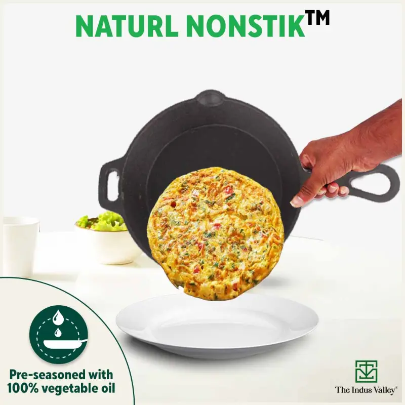 CASTrong Cast Iron Cookware Set: (30cm)Tawa+ (25.4cm)Kadai+ (22.9cm)Fry Pan, Kitchen Set for Home, Pre-seasoned, 100% Pure, Toxin-free, Free ₹400 Tadka Pan - Image 8