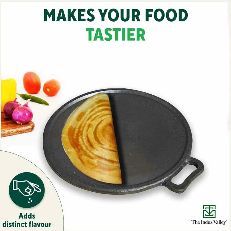 Super Smooth Cast Iron (25.4cm)Kadai+(28cm)Tawa+ Free 400 Tadka Pan, Kitchen set for Home, 100% Pure, Toxin-free, Naturally Nonstick - Image 9