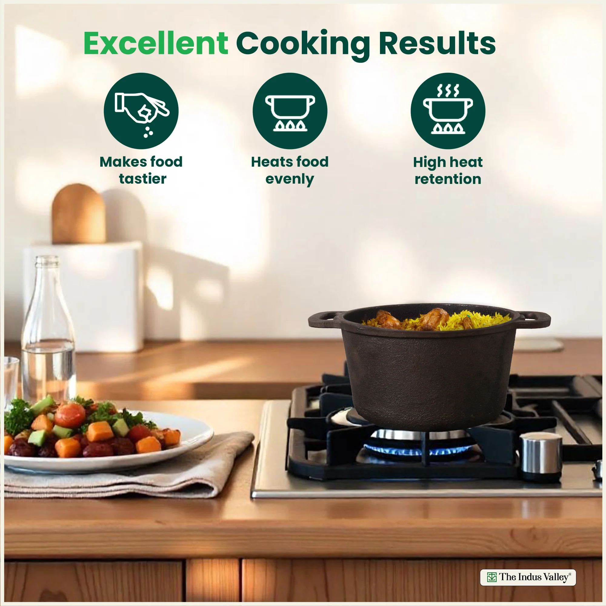 CASTrong Cast Iron Dutch Oven/ Casserole 3L with Lid,Pre-seasoned, 100% Pure, Toxin-free, Induction 21.4cm, 5.14kg - Image 6