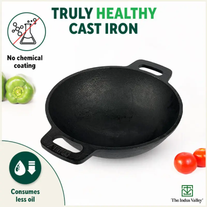 CASTrong Cast Iron Cookware Set: Free ₹110 Spatula +(30.5cm)Tawa+(25.4cm)Kadai+(22.9cm)Fry Pan, Kitchen set for Home, Pre-seasoned,100% Pure,Toxin-free - Image 3