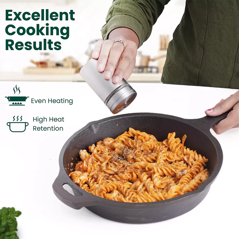 CASTrong Cast Iron Cookware Set: Tawa(25cm)+ Fry Pan(25cm) + Wok Kadai(20cm), Kitchen set for Home, Pre-seasoned,100% Pure Cast Iron Cookware,Toxin-free Pots and Pans, Free Tadka Pan - Image 7