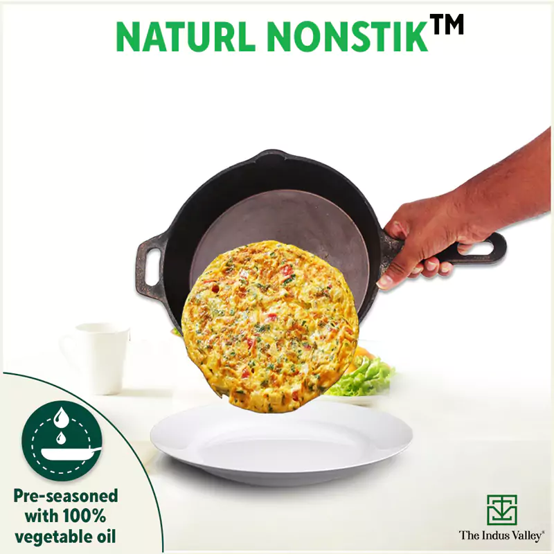 20.3cm CASTrong Cast Iron Fry Pan/Skillet 1.3L, Glass Lid, Pre-seasoned, Natural Nonstick, 100% Pure, Induction - Image 8