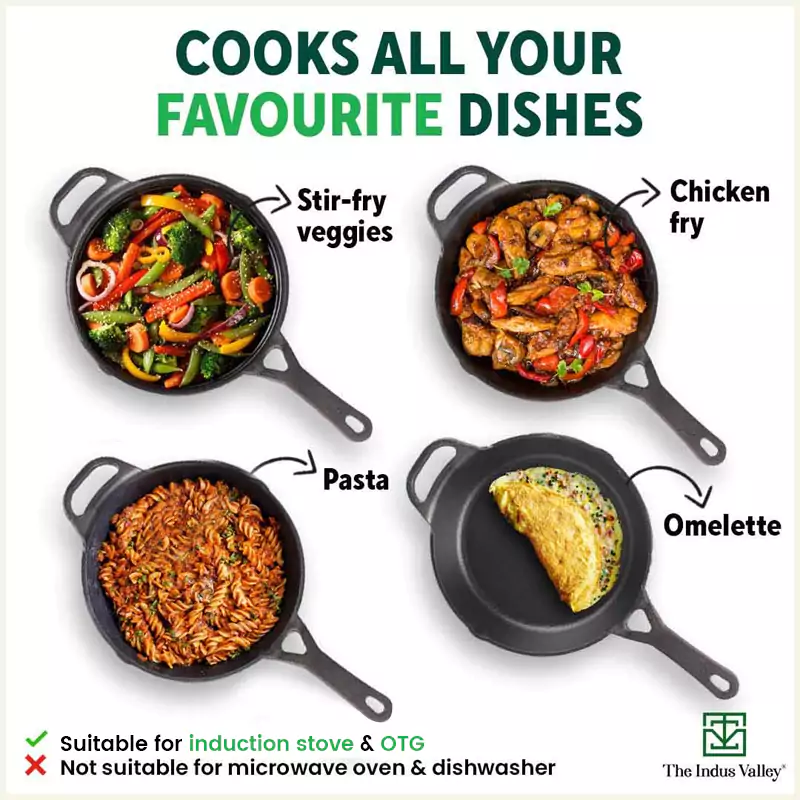 CASTrong Cast Iron Fry Pan/Skillet 25.4cm 1.7L, Pre-seasoned, Naturally Nonstick, 100% Pure, Toxin-free, Induction, Free 110 Spatula - Image 10