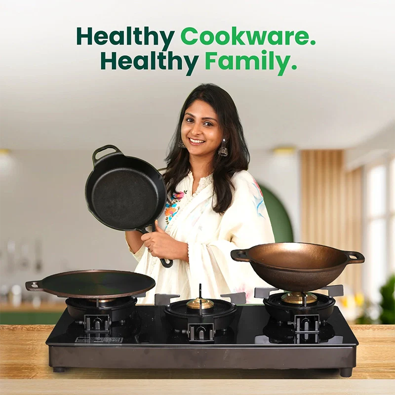 CASTrong Cast Iron Fry Pan/Skillet 23cm 1.4L, Pre-seasoned, Naturally Nonstick, 100% Pure, Toxin-free, Induction - Image 2