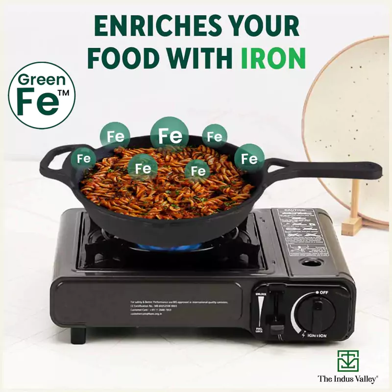 CASTrong Cast Iron Fry Pan/Skillet 25.4cm 1.7L, Pre-seasoned, Naturally Nonstick, 100% Pure, Toxin-free, Induction, Free 110 Spatula - Image 5