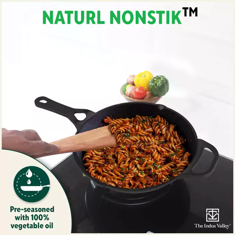 CASTrong Cast Iron Fry Pan/Skillet 25.4cm 1.7L, Pre-seasoned, Naturally Nonstick, 100% Pure, Toxin-free, Induction, Free 110 Spatula - Image 7