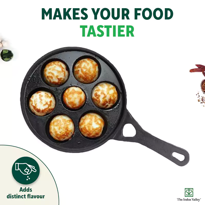 7 Pit CASTrong Cast Iron Paniyaram/Appe Pan 21cm Pre-seasoned, Nonstick, 100% Pure, Toxin-free - Image 8