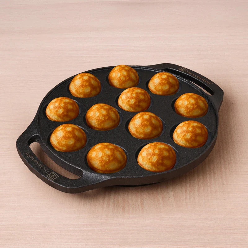 Premium CASTrong Cast Iron Premium Paniyaram Pan 20.8cm, Pre-seasoned, Nonstick, 100% Pure, Toxin-free, Medium 2.6kg