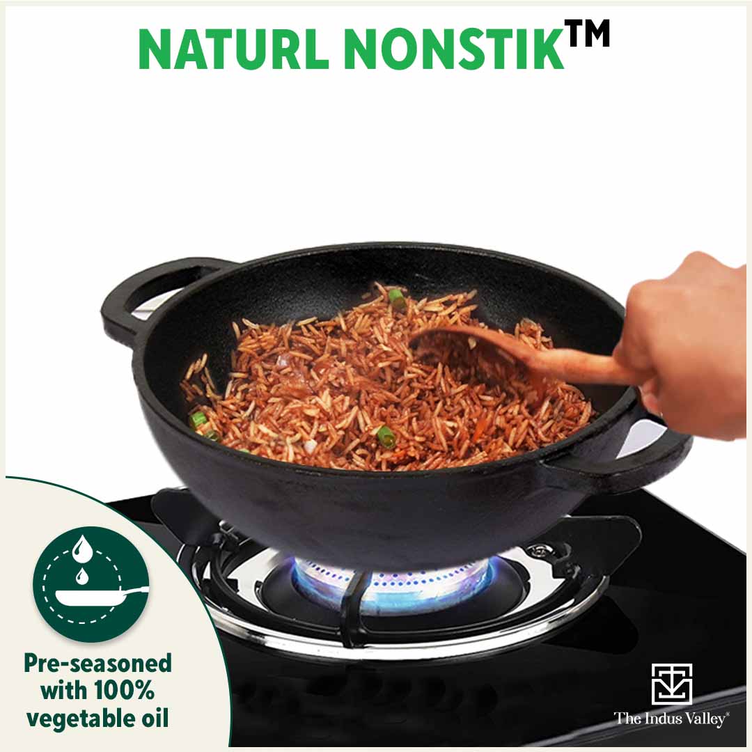 CASTrong Thick Cast Iron 25.4cm Kadai+30.2cm Tawa+Free ₹110 Spatula,Kitchen set for Home, Pre-seasoned,100% Pure,Toxin-free - Image 7