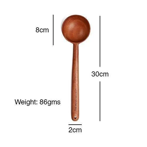 100% Natural Neem Wood Cooking & Serving Spoons/Spatula/Ladles, Set of 5, Toxin-free, Anti-microbial - Image 3