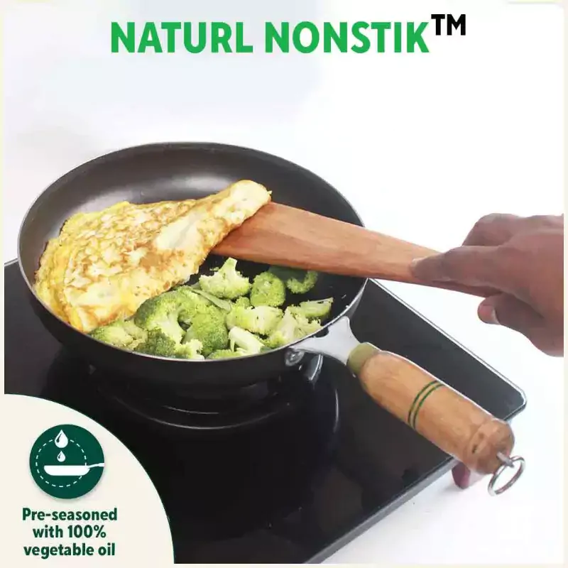 100% Pure Iron Cookware Set: (25.4cm)Kadai+ (26.3cm)Tawa+ (25.4cm)Fry Pan, Toxin-free Sheet Iron, Pre-seasoned, Induction & Gas, Kitchen Set for Home, Free ₹400 Tadka Pan - Image 8