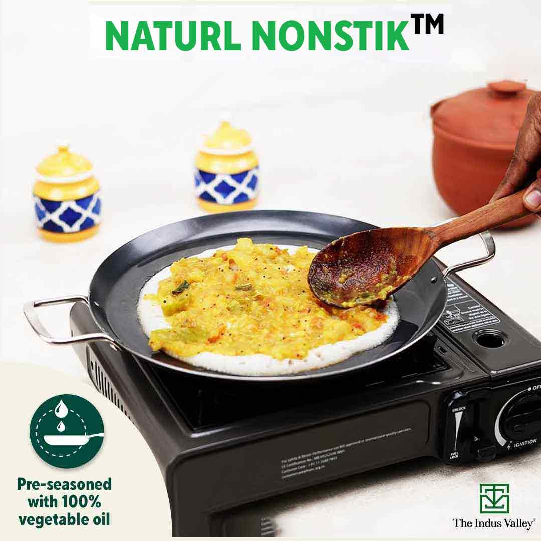 100% Pure Sheet Iron Tawa, 2 Handles, Seasoned, Toxin-free, Induction, 28.5cm, 1.7kg - Image 8