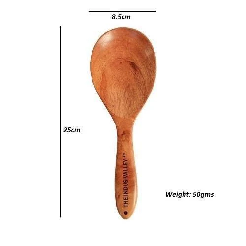 100% Natural Neem Wood Cooking & Serving Spoons/Spatula/Ladles, Set of 7, Toxin-free, Anti-microbial - Image 3