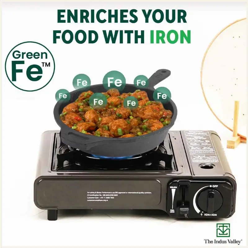 CASTrong Cast Iron Cookware Set: (25.7cm)Tawa+ (25cm)Kadai+ (25cm)Frypan, Kitchen Set for Home, Pre-seasoned, 100% Pure, Induction, Free ₹400 Tadka Pan - Image 6