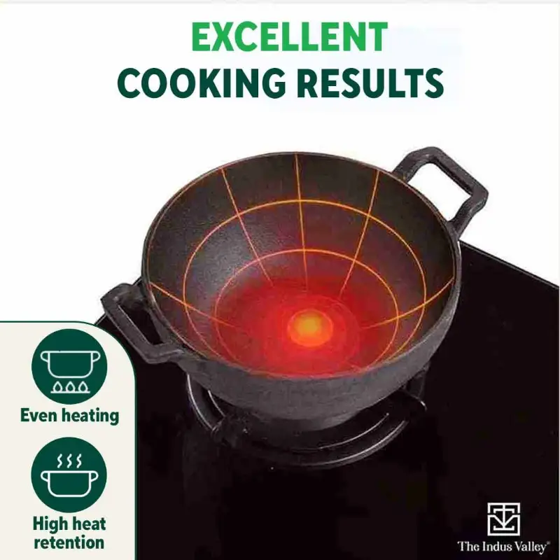 CASTrong Cast Iron Cookware Set: (25.7cm)Tawa+ (25cm)Kadai+ (25cm)Frypan, Kitchen Set for Home, Pre-seasoned, 100% Pure, Induction, Free ₹400 Tadka Pan - Image 8