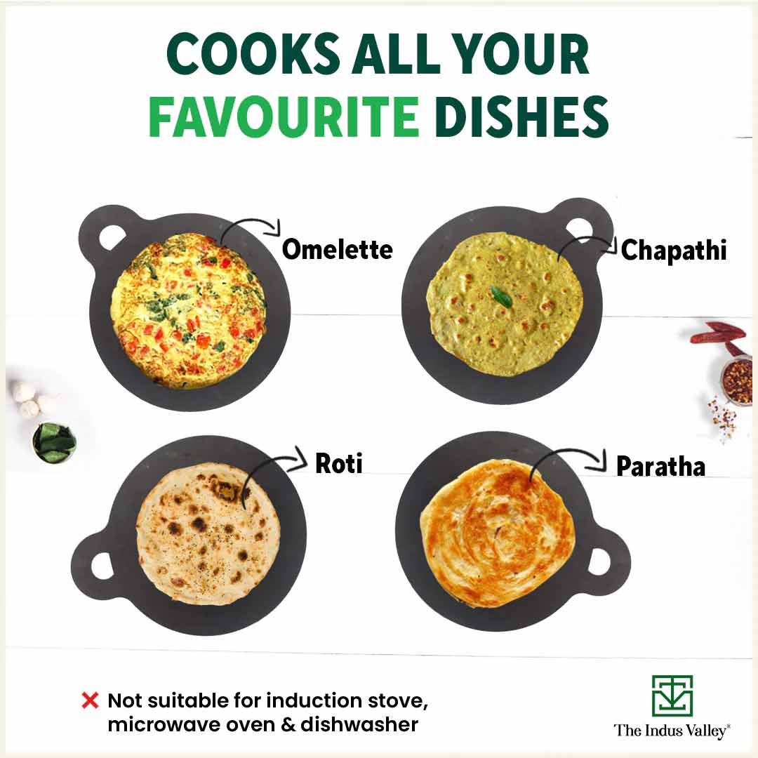 100% Pure Sheet Iron Tawa 30.5cm + Free ₹ 110 Spatula, Pre-seasoned, Toxin-free 1.8 / 1.4 kg - Image 11