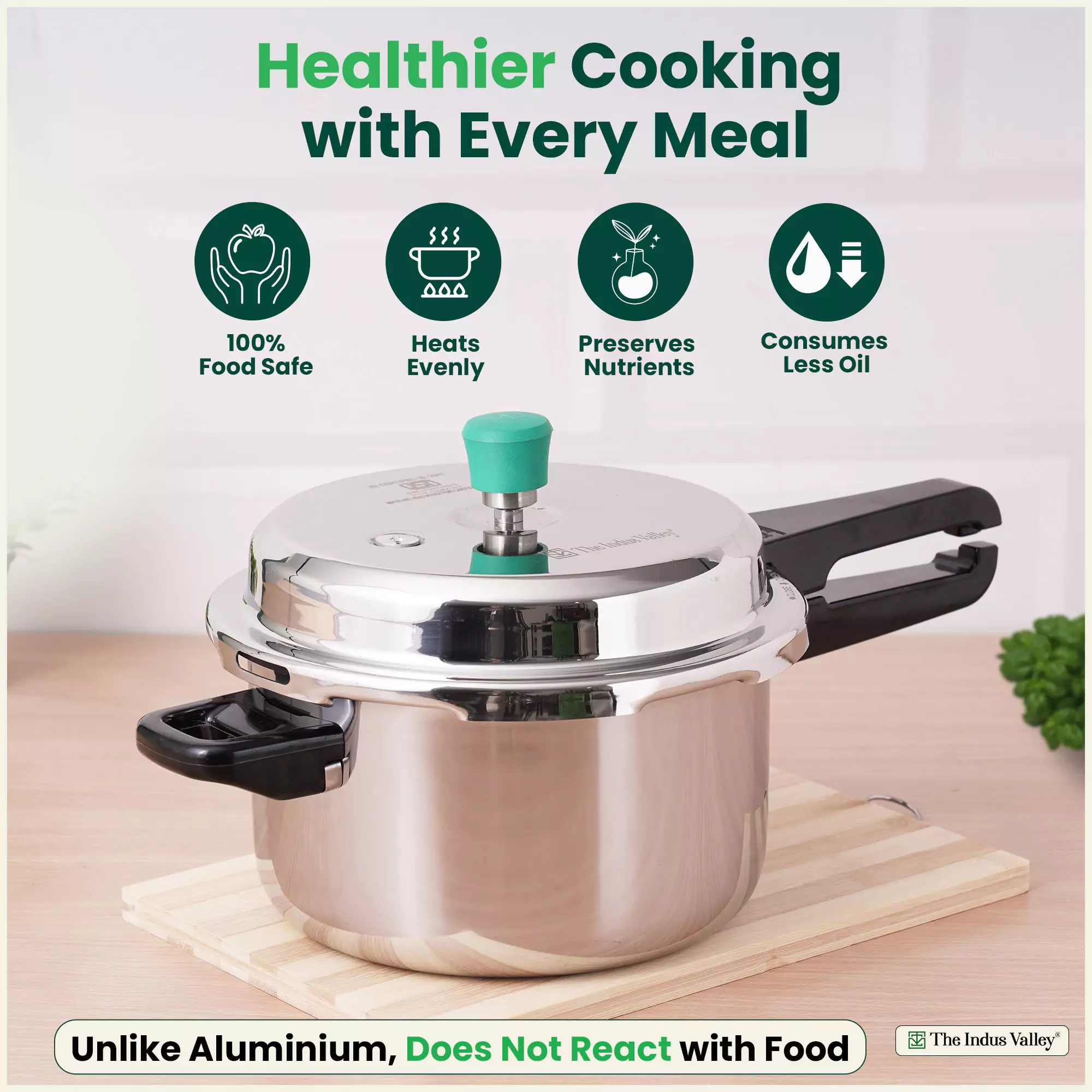 3L+5L RapidCuk Tri-ply Stainless Steel Pressure Cooker Combo, Premium Quality, 3 Layer Thick Body, Heavy Bottom, 5Yr Warranty, ISI Certified, Induction & Gas, Free ₹600 Wood Chopping Board - Image 4