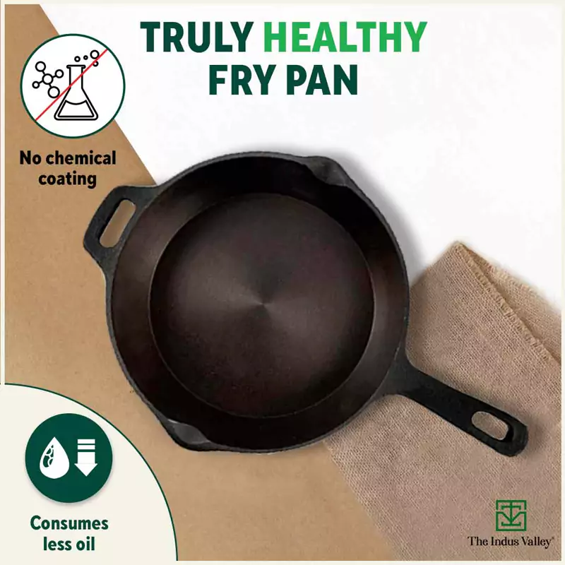 Super Smooth Cast Iron Frypan 1.7L+ Free 110 Spatula, Pre-seasoned, Naturally Nonstick, 100% Pure,Toxin-free 25.4cm - Image 3