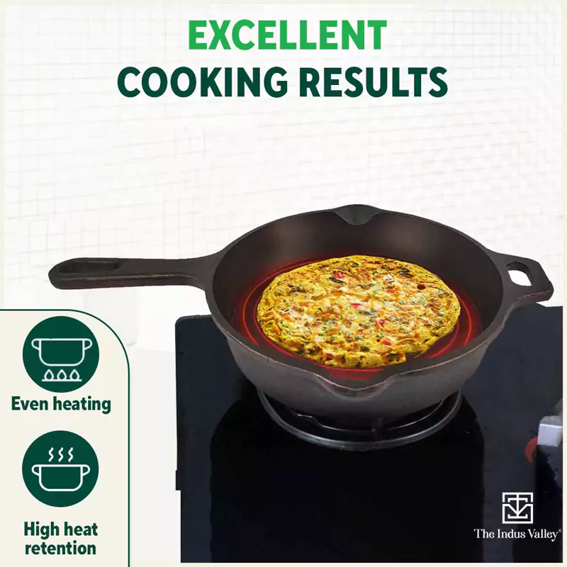 Super Smooth Cast Iron Frypan 1.7L+ Free 110 Spatula, Pre-seasoned, Naturally Nonstick, 100% Pure,Toxin-free 25.4cm - Image 6