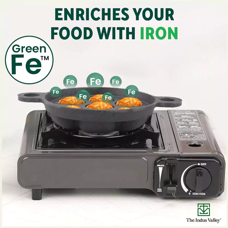 Super Smooth 7 Pit/Cup Cast Iron Paniyaram/Appe Pan 18.9cm+ Free Spatula, Pre-seasoned, Natural Nonstick, 100% Pure, Toxin-free - Image 5