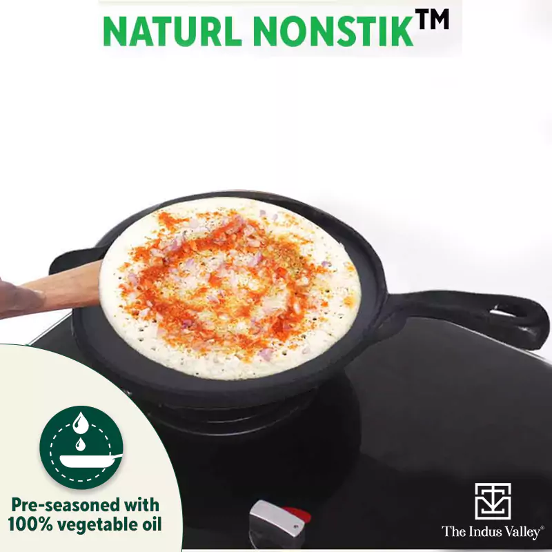 Super Smooth Cast Iron Tawa 25.4cm, Long Handle,Pre-seasoned, Naturally Nonstick, 100% Pure, Toxin-free, Induction, Free 110 Spatula - Image 7