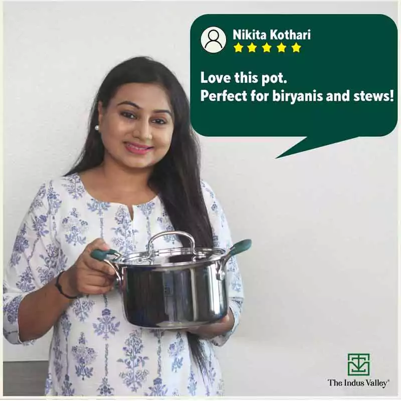 TurboCuk Tri-ply Stainless Steel Casserole/Biryani Cooking Pot 2.9L + Steel Lid, Premium 3 Layer Body, Cool Silicone Handles, Induction, Non-stick - Image 13
